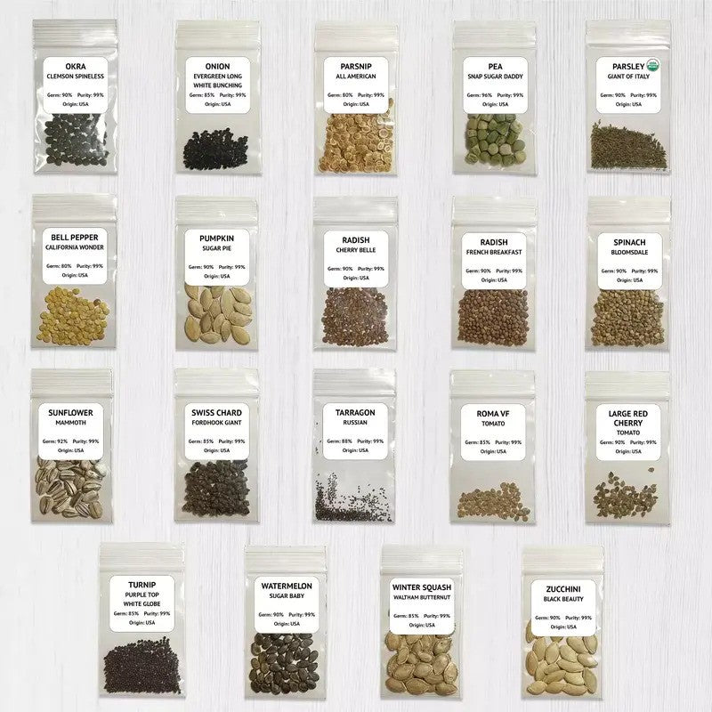 Survival Garden Kit – 39 Heirloom Vegetable Varieties, 18,000+ Non-GMO Seeds