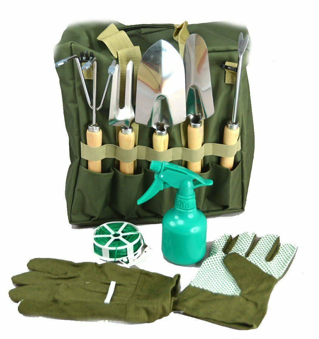 10 Pieces Gardening Tool Set with Detachable Tote and Folding Stool Seat - Seed World