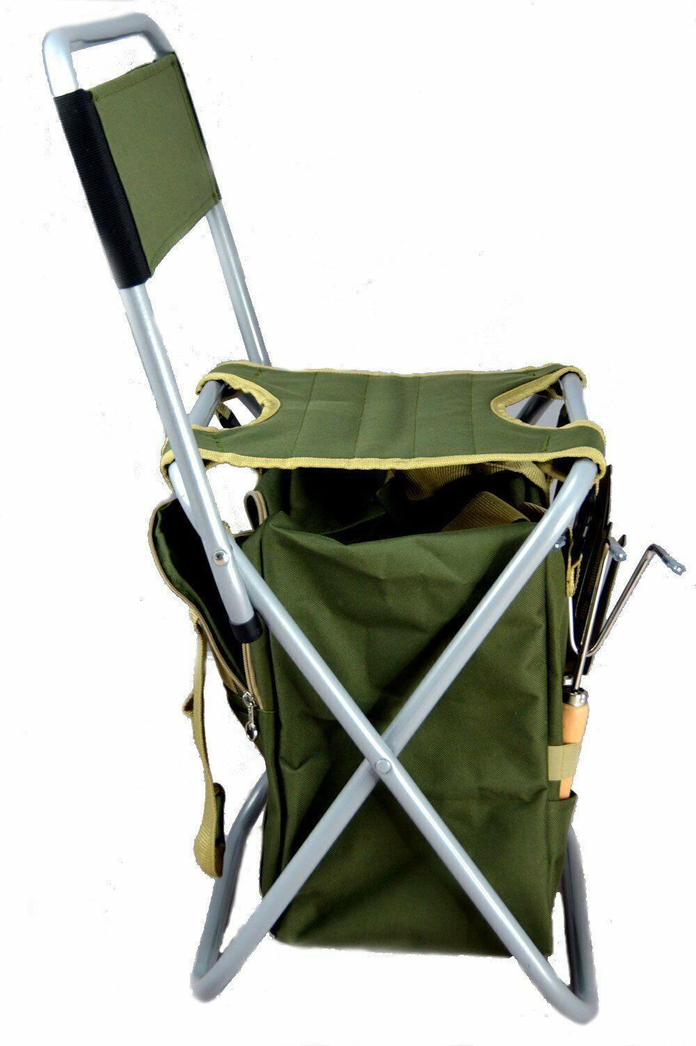 10 Pieces Gardening Tool Set with Detachable Tote and Folding Stool Seat - Seed World