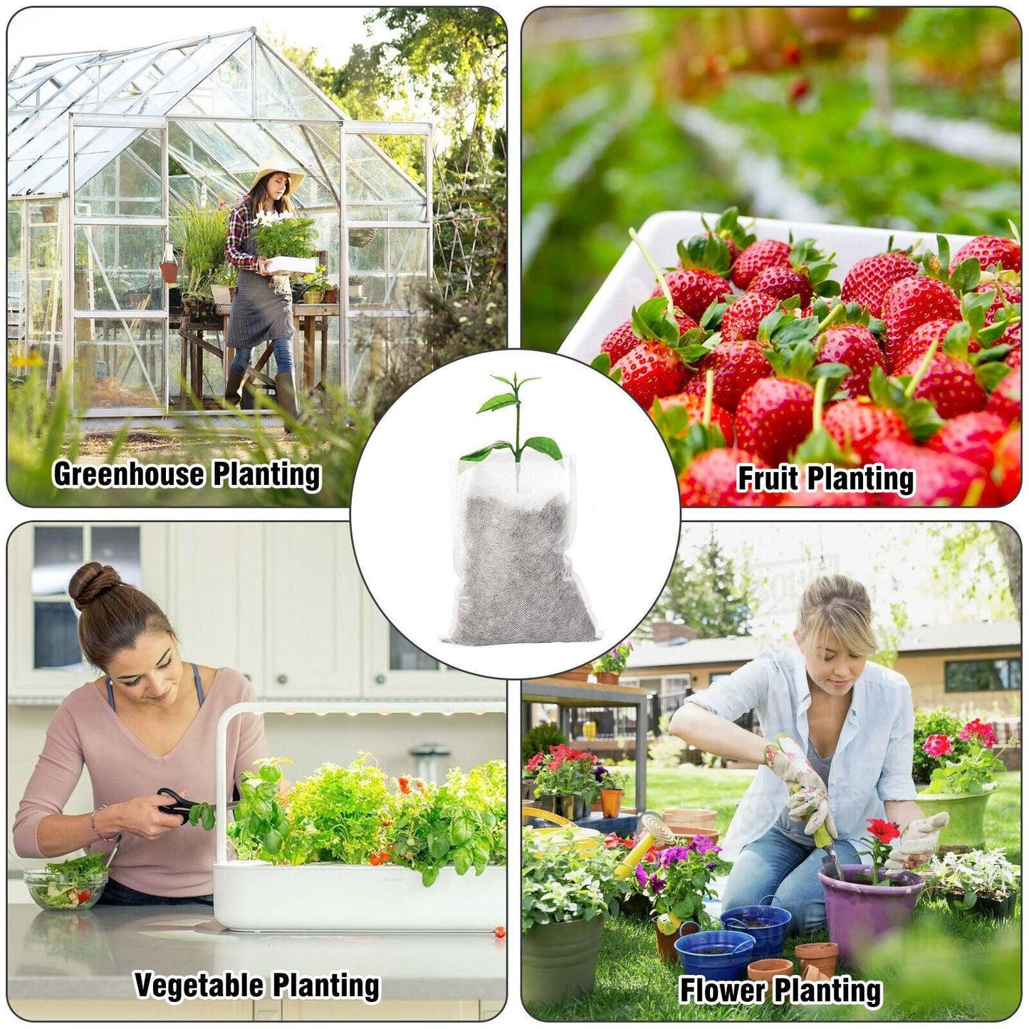 100/200 Biodegradable Non-Woven Plant Grow Bags - Seed World
