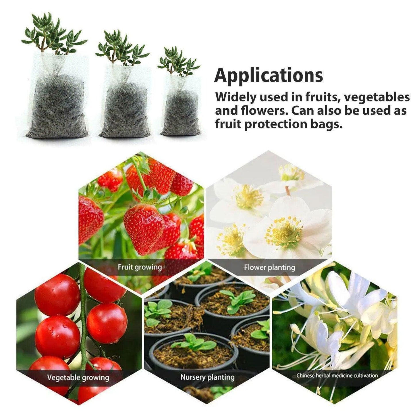 100/200 Biodegradable Non-Woven Plant Grow Bags - Seed World