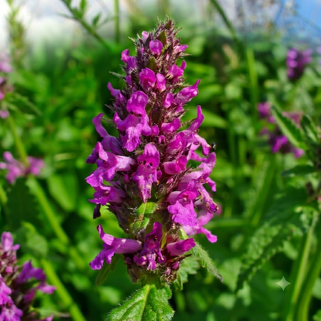 Close-up of vibrant Betony (Stachys officinalis) flowers with deep purple petals, ideal for herbal gardening and pollinator-friendly landscapes. Seed World