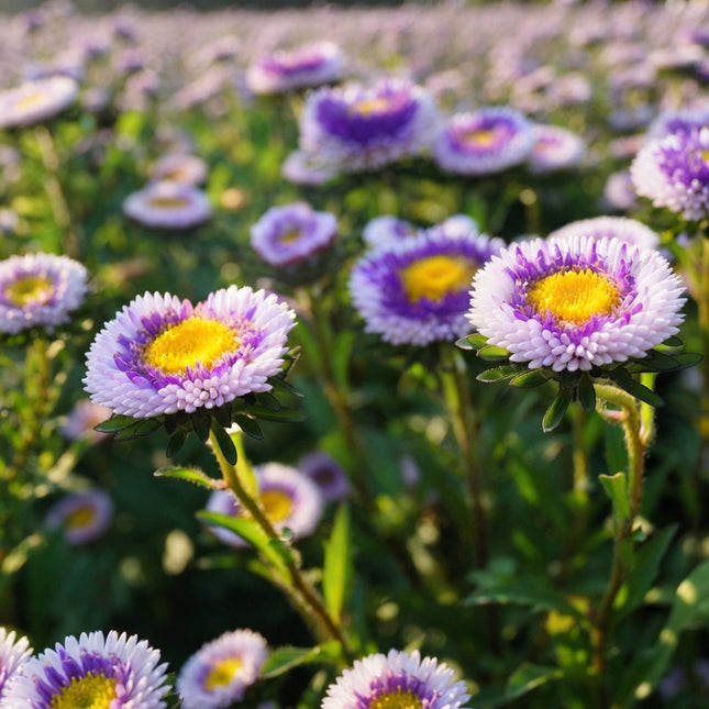 50 Blue Moon Tall Pompon Aster Seeds – Callistephus Blue Flower