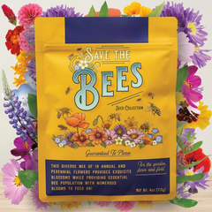 Save the Bees flower seed mix with colorful annual and perennial blossoms to support pollinators and enhance gardens. Seed World