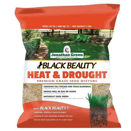 Jonathan Green Black Beauty Heat & Drought Resistant Grass Seed for Sun or Shade, 3 lbs. Seed World