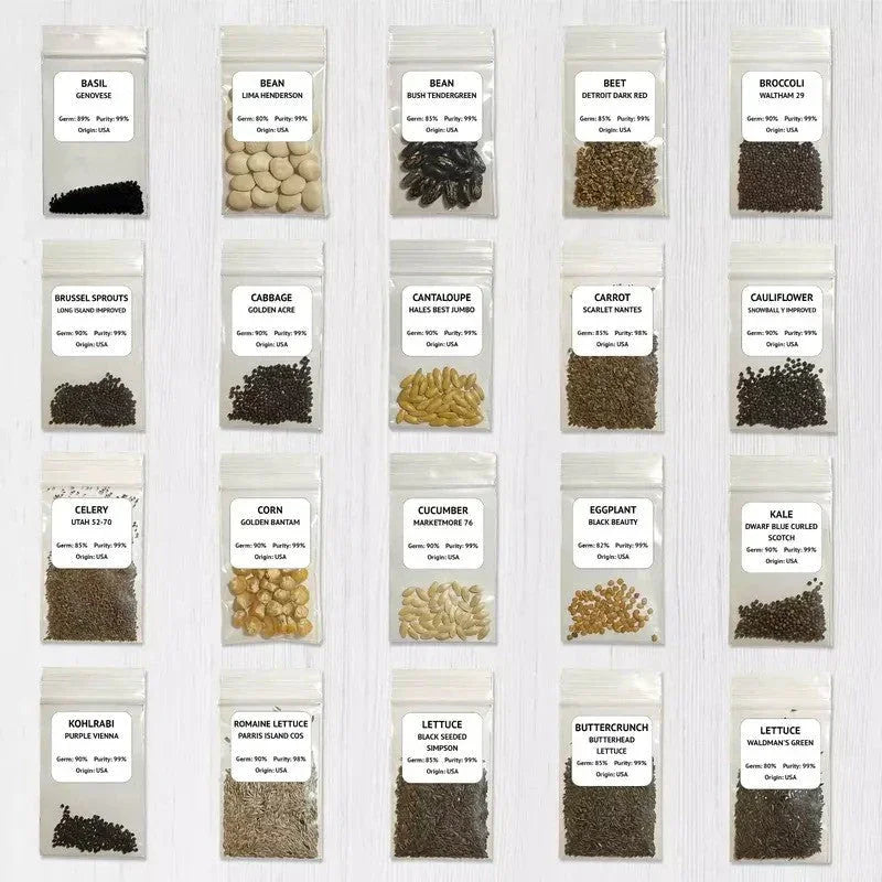 Survival Garden Kit – 39 Heirloom Vegetable Varieties, 18,000+ Non-GMO Seeds - Seed World