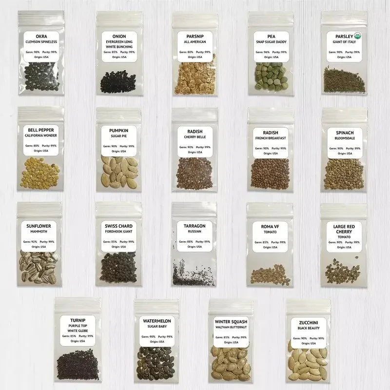 Survival Garden Kit – 39 Heirloom Vegetable Varieties, 18,000+ Non-GMO Seeds - Seed World