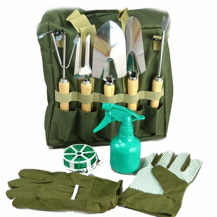 10 Pieces Gardening Tool Set with Detachable Tote and Folding Stool Seat - Seed World