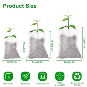 100/200 Biodegradable Non-Woven Plant Grow Bags - Seed World