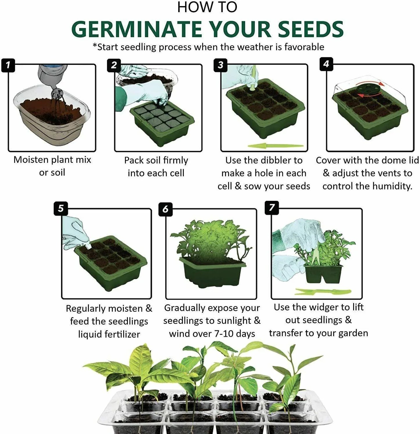 5-Pack Seed Germination Starter Trays with Humidity Domes - Seed World