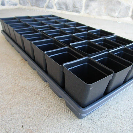 Set of 3 Divided Trays and 96 - 2.5 Inch Square Deep Nursery Pots - Seed World